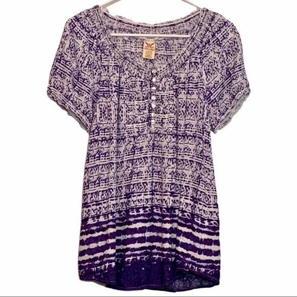 Faded Glory Pullover Tie-dye Print Top